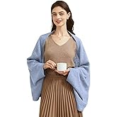 Huralona Women's Open Front Cashmere Shawl Wrap Scarf with Sleeves Outer Warm Knitted Poncho Cape Fall Winter