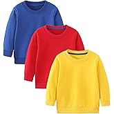 GFQLONG Toddler Boys 2 Pack Cotton Crewneck Sweatshirt, Baby Solid Long Sleeve Pullover Tops