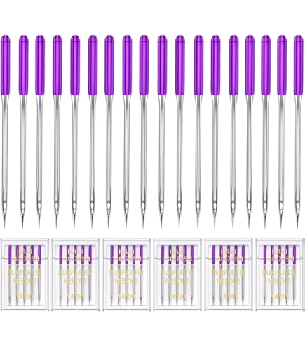 Agujas De Máquina De Coser Janome Cabeza Morada Tamaño 90/14 – 5 Unidades Para Telas Gruesas, Acolchado Y Bordado Denso