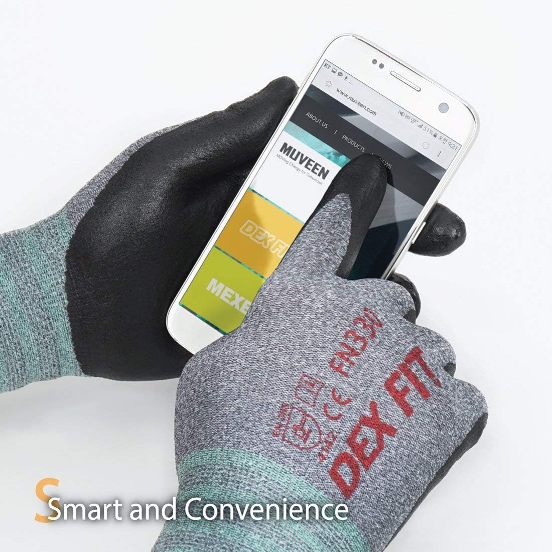 DEX FIT Nitrile Work Gloves FN330, 3D Comfort Stretch Fit, Durable Power Grip Foam Coated, Smart Touch, Thin Machine Washable, Grey Medium 3 Pairs Pack - - 