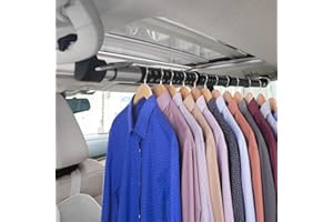 Beinhome Rubber Car Clothes Hanger Bar, Expandable Heavy Duty Car Clothes Rack- Adjustable 35 to 63 inches, Suitable for Sedans, SUV, Truck, Most Vehicles, Black