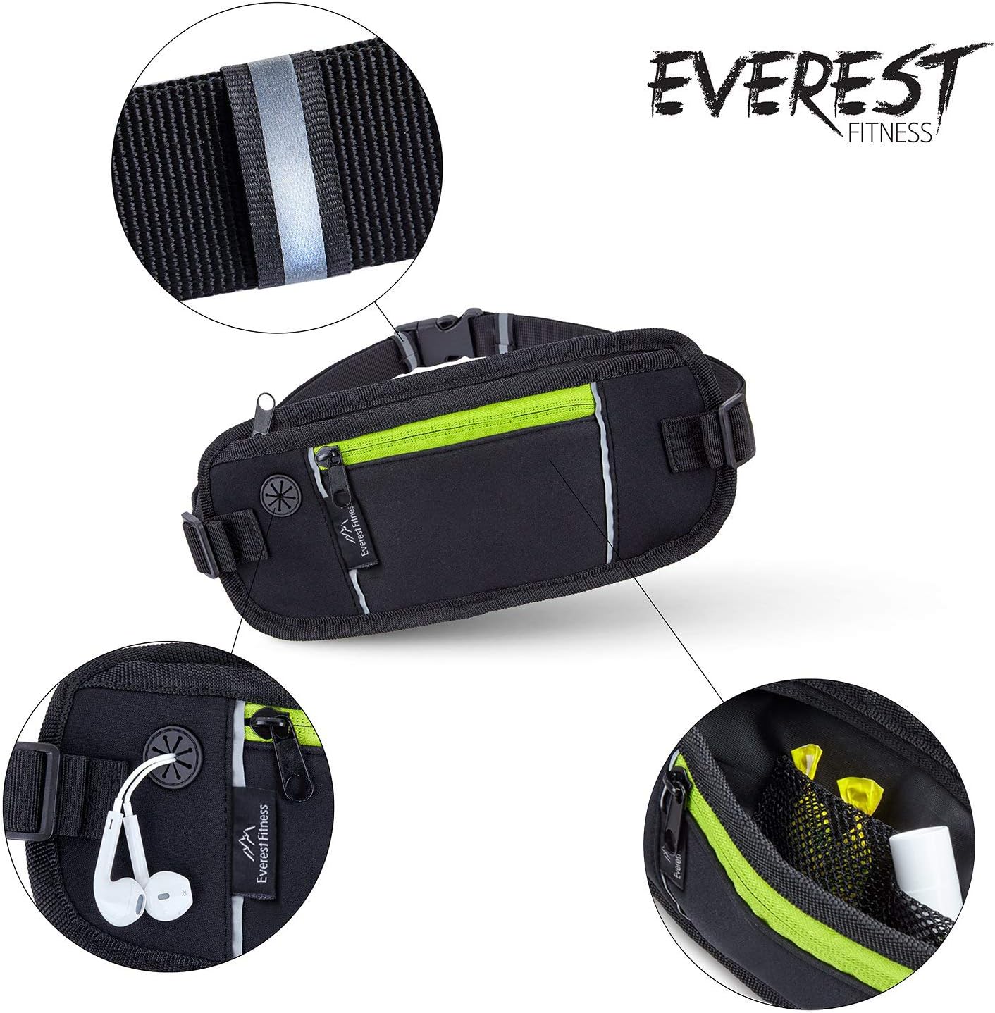 EVEREST FITNESS riñonera Deportiva Negra con Bolsillos para el ...