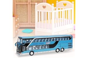 Electric 1:32 Bus Toy Kids Car Model Toy, Double-Decker Bus Toy with Light Music, Alloy Bus Toy Toddlers for Children Boys Gi