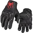 Keebik Goatskin Leather Motorcycle Motorbike Powersports Racing Gloves Reflective Skull Touchscreen for Men and Women Model