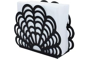 Metal Shell Shape Tabletop Napkin Holder, Freestanding Tissue Dispenser (Black)