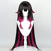 maysuwell Anime Black Pink Purple Wigs 110cm/43.3in Women's Long Straight Hair Game Colombina Cosplay Wig Halloween,Christmas,Comic con,Daily Wig,Party
