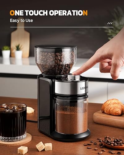 Electric Burr Coffee Grinder, Automatic Flat Burr Coffee For French