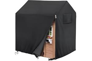 STARTWO Kids Playhouse Cover, 640D Heavy Duty Waterproof Outdoor Wooden Toy house Cover with Sides Zippers Easy to Put on, Fit Up to 57" L x 57" W x 63" H, Tear-Resistant Sun Protection