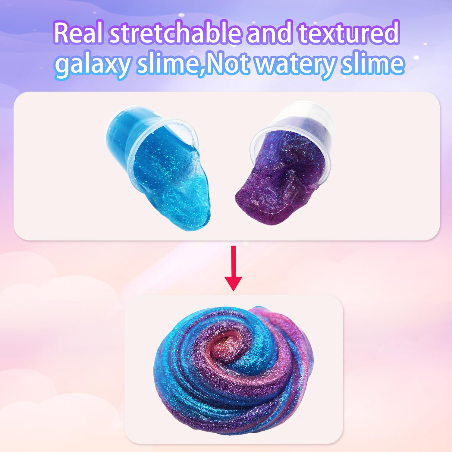 64 Pack Unicorn Galaxy Slime Kit,Party Favor for Girls & Boy,Non Sticky,Stress & Anxiety Relief,Easter Basket Stuffers,Christmas Stocking
