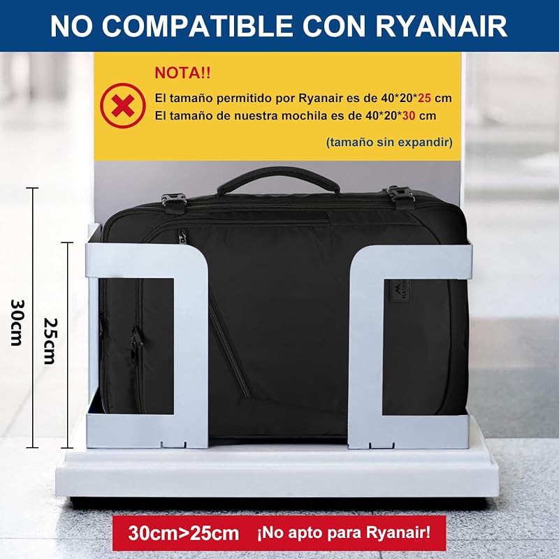 Mochila de Viagem Cabine Avião 40x30x20, Mochilas de Viagem para Mulheres e Homens, Mochila Cabine 30L Malas de Viagem, Mochila de Viagem Cabine Trabalho e Vida para Vueling, Ryanair, Preto