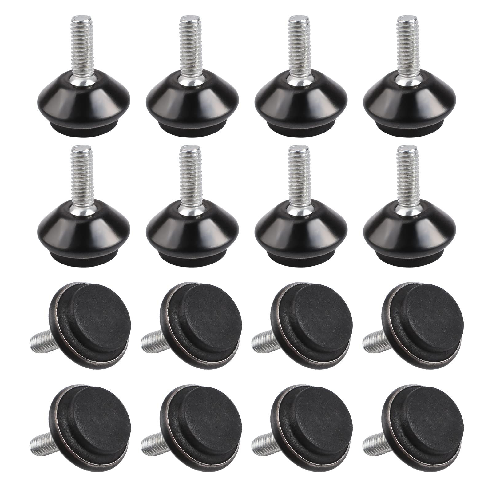 Photo 1 of MOROBOR M6 Screw in Adjustable Furniture Levelers, 16pcs Thread Angle Height Adjustable Furniture Levelers, Stainless Steel Screw Foot Levelers Screw On Furniture Glide Leveling for Table Chair Legs