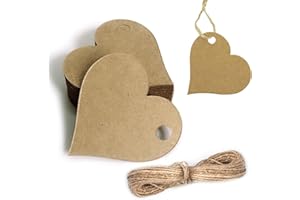 Blank Gift Tags with String 100pcs Kraft Paper Gift Price Tags Brown Heart Writable Cardstock Handmade Tag Labels for Gifts W