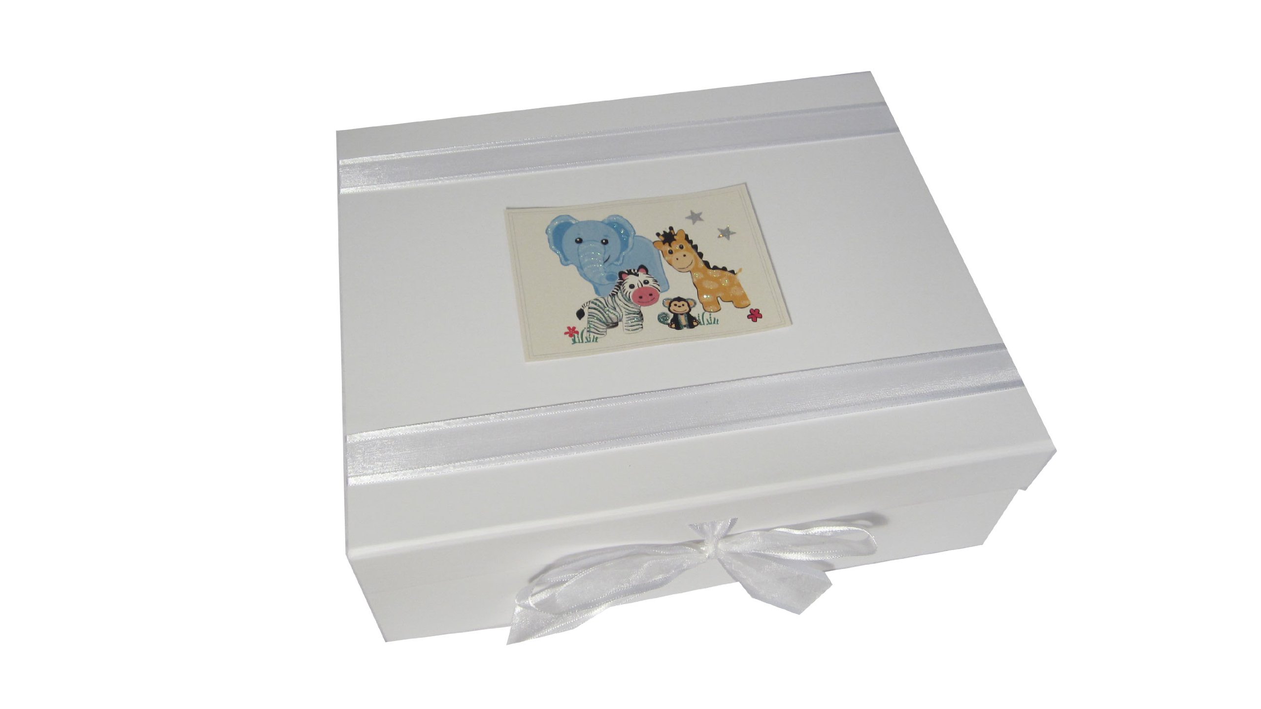 White Cotton Cards Safari Animals, Large Keepsake Box (WHITE)
