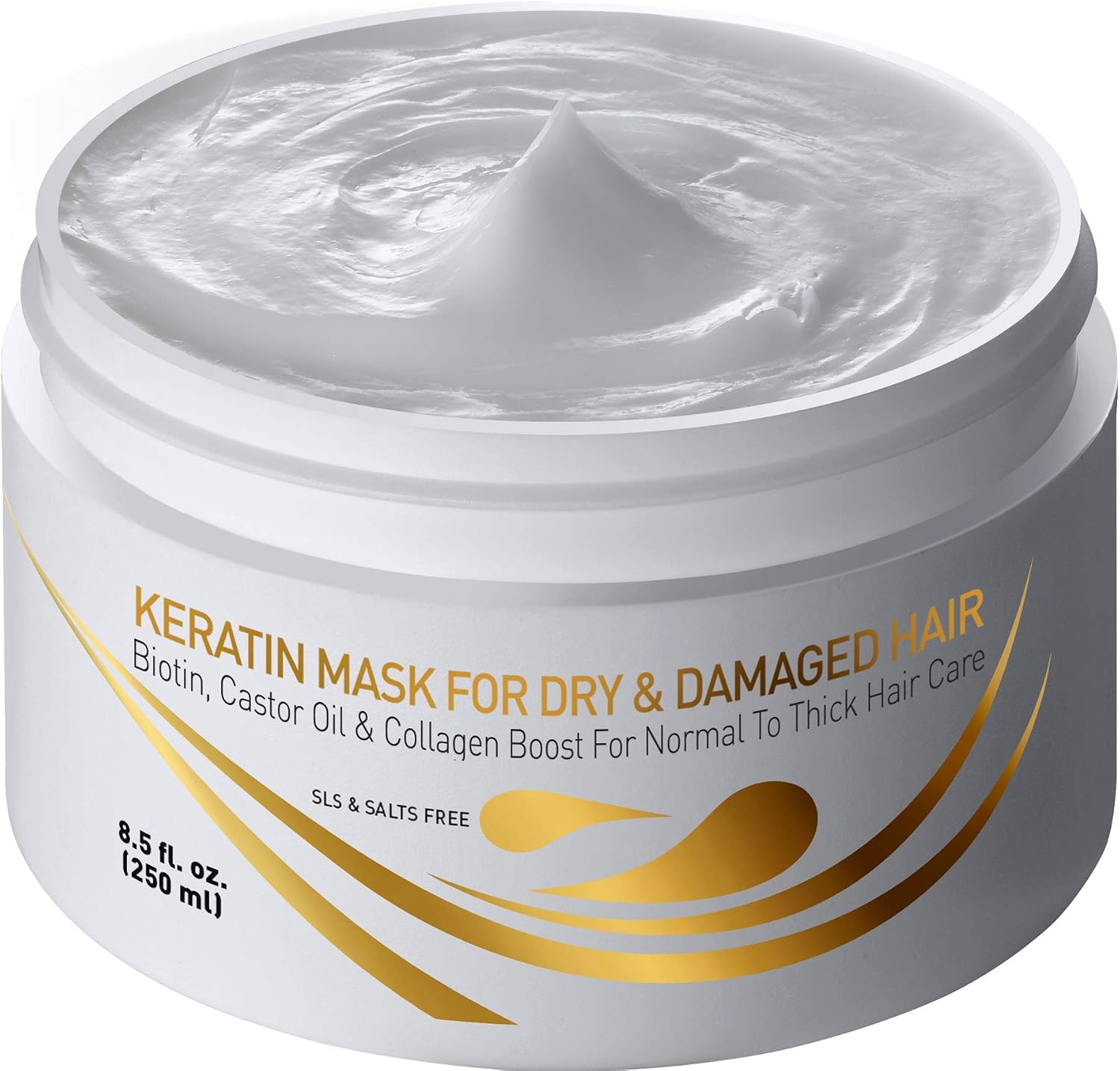 VITAMINS Hair Cosmetics Keratin Hair Mask for Damaged Locks, Deep Conditioner with Biotin, Castor & Coconut Oil