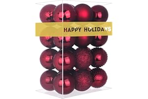 GAMEXCEL Maroon 2.5" Christmas Balls Christmas Tree Decoration Ornaments Shatterproof Hanging Balls for Birthday Halloween Holiday Wedding Decorations Set of 24pcs