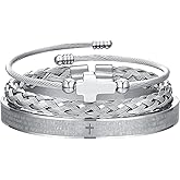 WFYOU 3PCS Stainless Steel Bracelets for Men Gold Roman Numeral Bangle Bracelet Twisted Cable Bracelet Adjustable Cuff Bracelet Mens Luxury Jewelry Bracelets Gifts