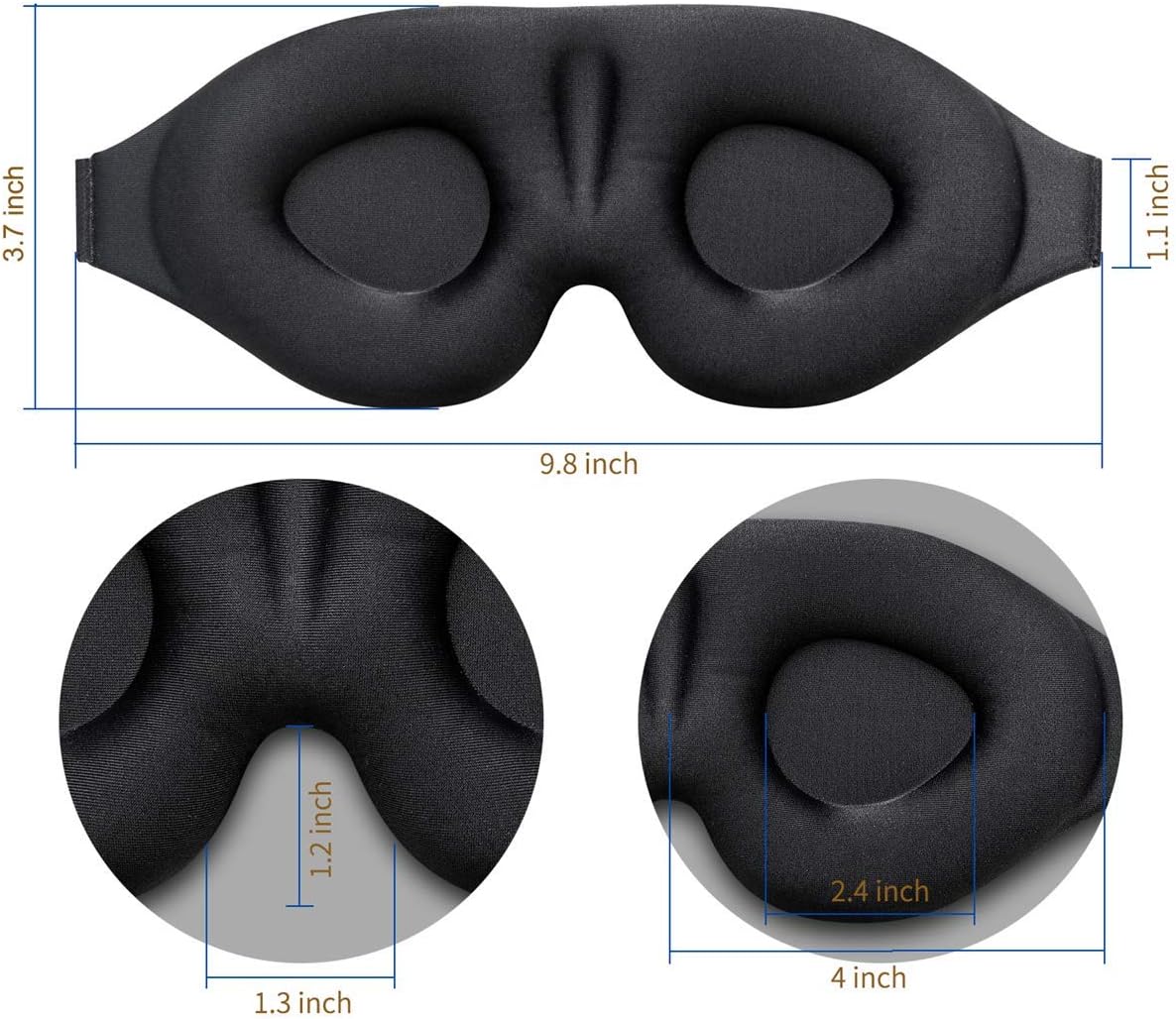 ZGGCD 3D Sleep Mask, New Arrival Sleeping Eye Mask for Women Men, Contoured Cup Night Blindfold, Luxury Light Blocking Eye Cover, Molded Eye Shade with Adjustable Strap for Travel, Nap, Yoga, Black: Health & Personal Care