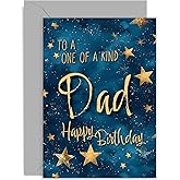 Stylish Star Sky Birthday Card for Dad - Happy Birthday Daddy Wishes Greeting Card for Men - Navy and Gold Star Design - Contemporary Traditional Birthday Cards
