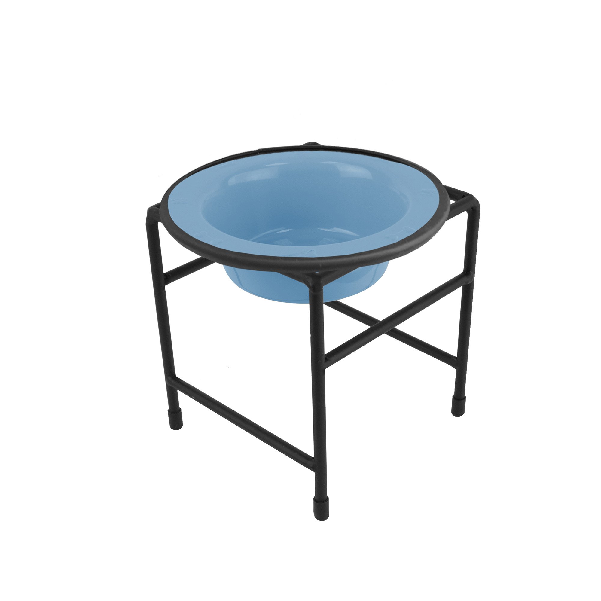 Platinum Pets Single Diner Feeder with Stainless Steel Cat/Dog Bowl, 1.25 cup/10 oz, Sky Blue