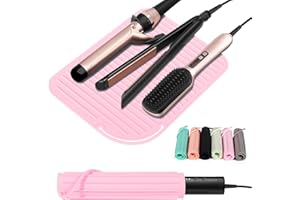 Quccefods Heat Resistant Mat Large Silicone Hot Hair Tools Holder for Curling Irons Flat Iron Hair Straightener Mat Portable 