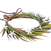 KorViSHOW Hawaiian Flower Crown Headband - Artificial Green Tropical Leaves Headpiece Hawaii Floral Headdress for Girls Women Hawaii Hair Accessorie Summer Beach Lei Hula Dress Up Accessory