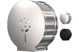 Jumbo Toilet Paper Dispenser-Wall Mount Industrial Toilet Paper Holder, Commercial Grade, Stainless Steel, Locking Bathroom Dispenser for 9" Rolls (Dispensador de Papel de bano) by EnBath (Silver)