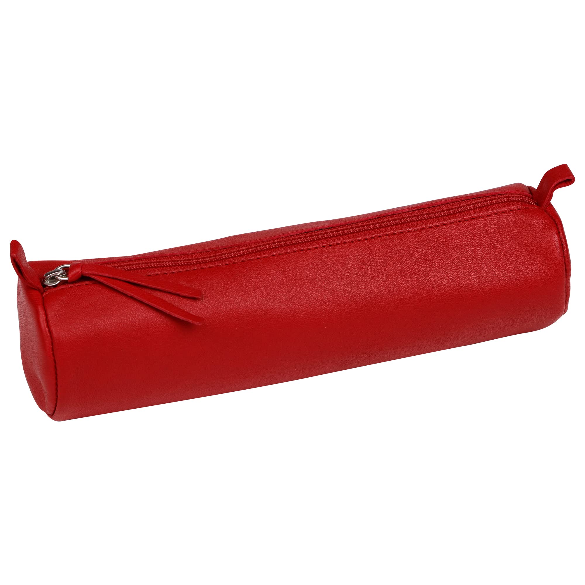 Clairefontaine 8308C - One Round School Pencil Case Red - Ø5,5x22 cm - in Genuine Lambskin Leather - School Supplies - Coloured Pencil Case - Pen Holder — image 1