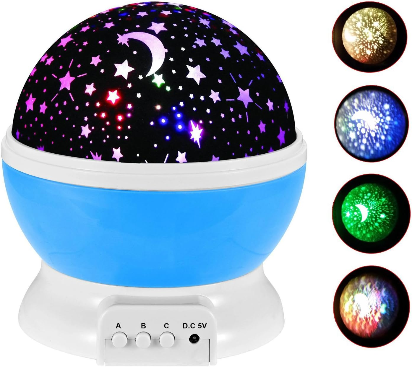 UnionLED Cosmos Star Projector Starry Star Moon Sky Night Projector Sun and Star LED Night Light Romantic 360 Degree Rotating Galaxy Night Lamp for Baby Kids Lover Friends Bedroom(Blue)