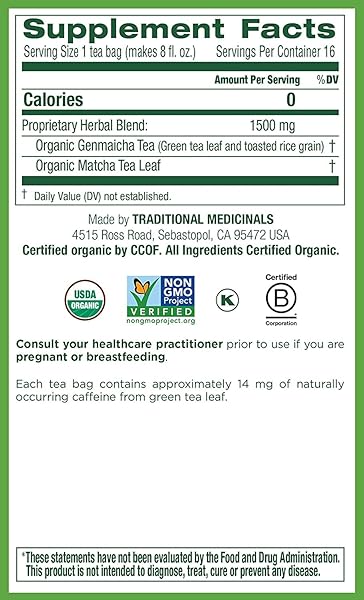 GREEN TEA (GREEN TEA MATCHA, 16 COUNT (PACK OF 6) 96 TEA BAGS TOTAL