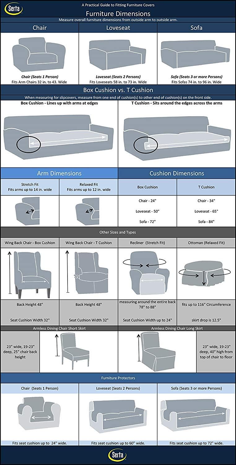Serta | Relaxed Cotton Duck Slipcover Collection, Fits Most T-Cushion Chairs Measuring, 32" to 43", White: Office Products