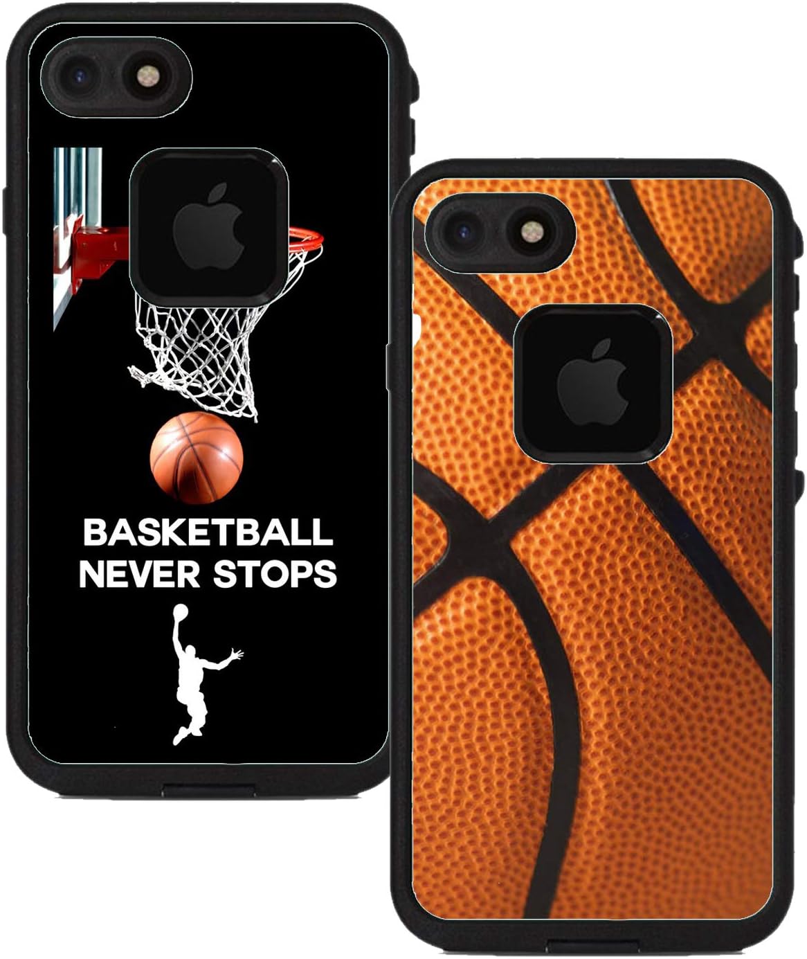 Teleskins Protective Designer Vinyl Skin Decals Compatible with Lifeproof Fre iPhone 7 / iPhone 8 / SE 2020 Case - Basketball and Basketball Never Stops [Pack of 2 Skins] - Only Skins and Not Case