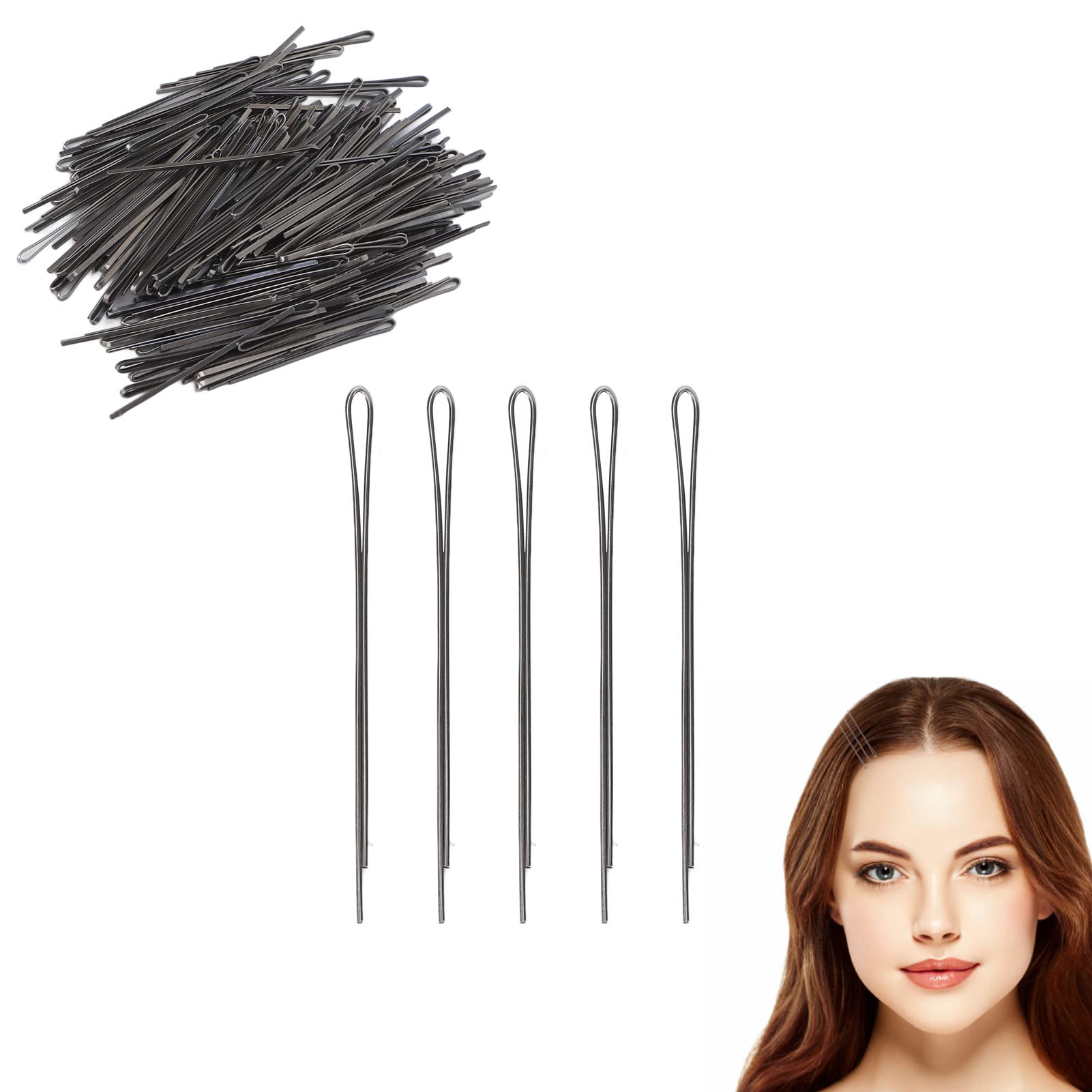 Hold Black Bun Hair Pins Clips, Alloy Reusable Prevent Slip Portable Black Women Girls Flat Hair Clips for Styling Makeup