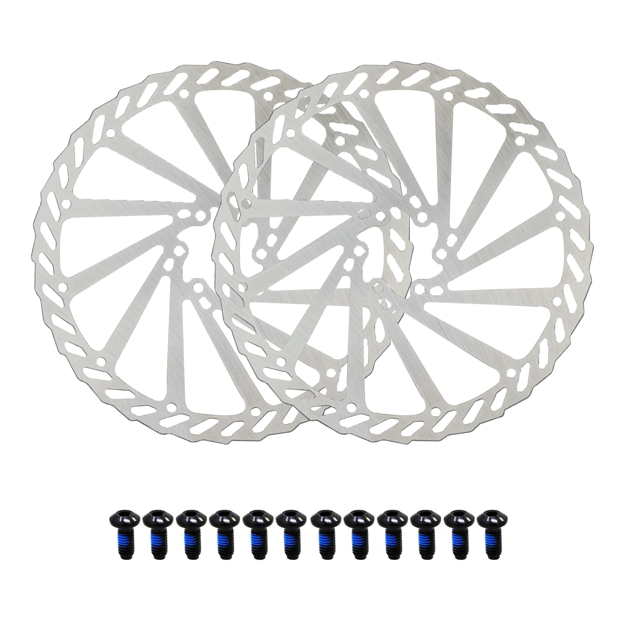 Jane Eyre 160 mm, 180 mm, 203 mm Bicycle Brake Disc, 2 Pack, Disc Brake Bicycle Rotor with 12 Screws Suitable for Most Bicycles, Road Bikes, Mountain Bikes, BMX, MTB (Silver 203 mm)