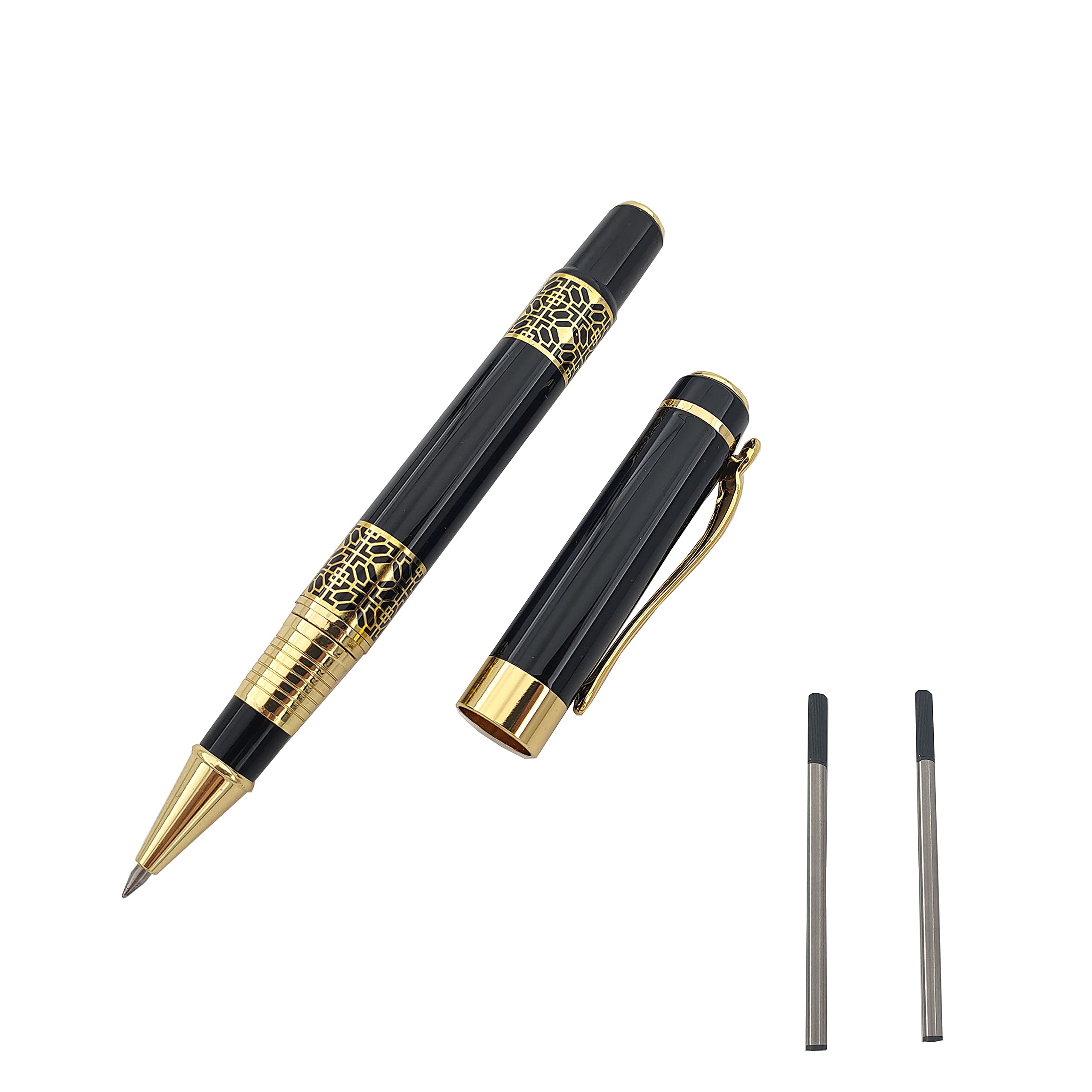MCKhome MCKhone Office Signature Pen Metal Rollerball Pen Fine Point Business Gift Pen 0.5mm Black Ink Gift Box for Teacher Student and Family (Black), 140MM