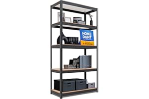 HOMEDANT House 5 Tier Heavy Duty Garage Shelving Adjustable Metal Rack Storage Shelves Standing Shelf Unit Organizers Industr