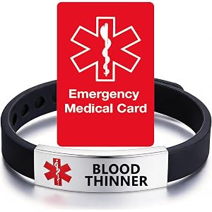 DOMYUHAO Water-Resistant Medical Alert ID Silicone Bracelet for Men Women - Adjustable Stainless Steel Engraved Medical Symbo