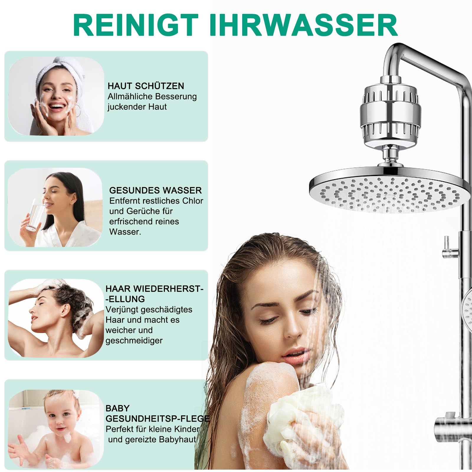Buenotec 36 Stufen Duschfilter mit Vitamin C E für Hartes Wasser, Duschkopffilter Kalkfilter Dusche mit 2 Filterpatrone zur Entfernung von Chlor und Schwermetallen, verbessert Haut- & Haargesundheit 4