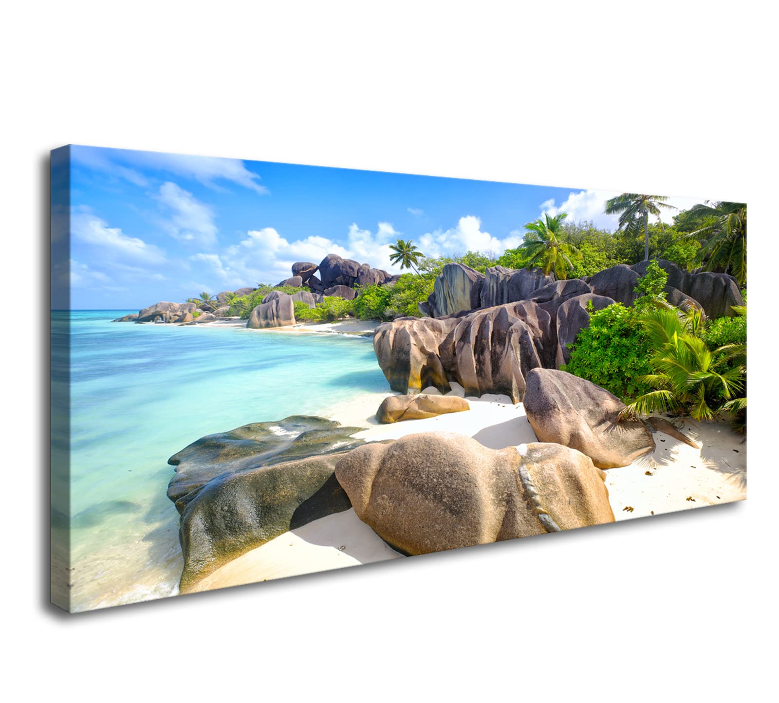 Photo 1 of YYYYHPP YP0750 Beach Wall Art Picture Wall Art Stone Coconut Trees on Sands Beach Seascape Scenery Painting Nature Picture for Bedroom Home Office Wall Decor