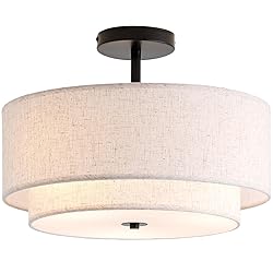 CALOKES 16" Double Drum 3-Light Semi Flush Mount