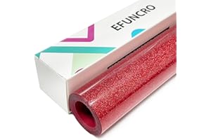 Efuncro- 12'' x 8FT Glitter HTV Heat Transfer Vinyl,Iron on for T-Shirts. Bags. HTV Heat Transfer Vinyl for All Cutting Machines - Easy to Cut and Weed (Red)