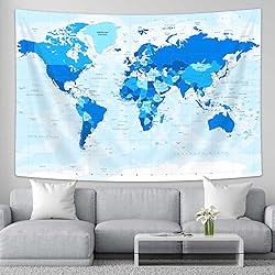 Drgilau Old World Map Tapestry, Blue Map