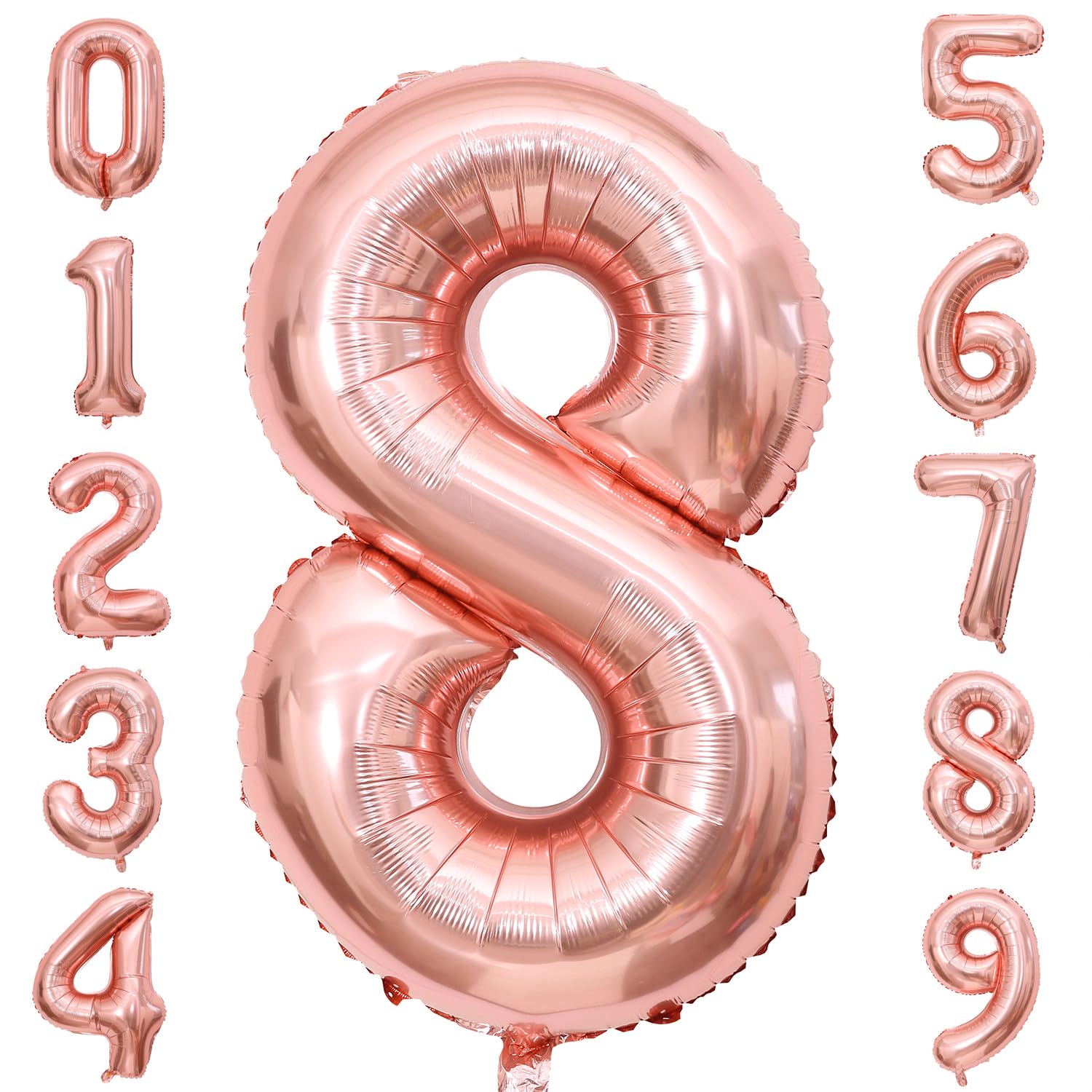 Photo 1 of Rose Gold 8 Number Balloons,40 Inch Big 8 Balloon Numbers Rose Gold 8 Foil Mylar Balloons for Birthday Party Anniversary Events