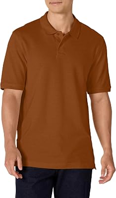 Polo en Piqué de Coton à Manches Courtes, Coupe Classique (Disponible en Grande Taille) Homme, Caramel, L