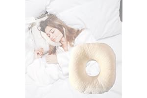 Yuanchupin Piercing Pillow for Side Sleepers, Donut Shaped Side Pillow with Hole for Ear, Ear Pillows for CNH and Ear Piercing Ear Pain, Ear Cushions for Sleeping Guard (Check Beige)