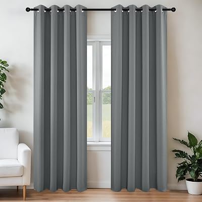 Joydeco Blackout Curtains 2 Panels 95 Inch Long Room Darkening Grey