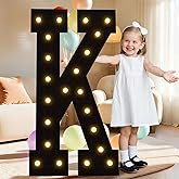 LOBOOM 4FT Marquee Light Up Letters, Black Marquee Letters Large Mosaic Letters K, Pre-Cut Foam Board Set Can Be Used for Birthday Party Grad Prom Party Decoration Wedding Event Baby Shower