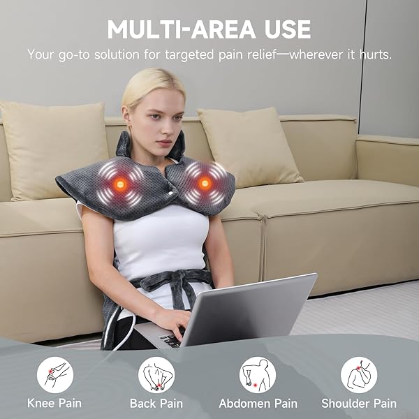 TIMICALDA HEATING PAD FOR NECK – WEARABLE ELECTRIC HEATING PADS FOR BACK, SHOULDER AND WAIST, LARGE HEAT PAD WITH 4 MASSAGE MODES & 2 HEAT LEVELS, 24″X35″, 4 MOTOR, GRAY