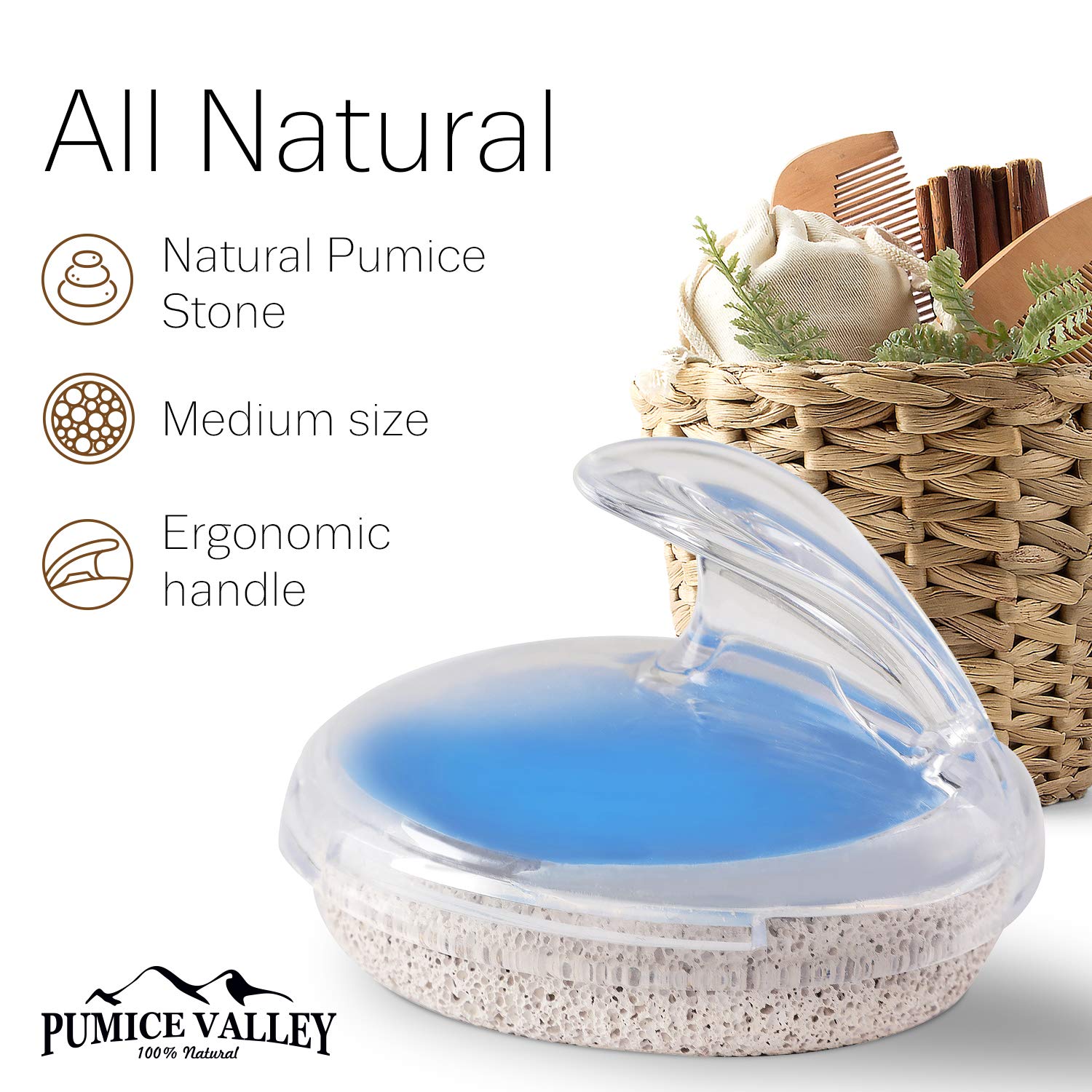 Pumice Stone for Feet - Foot Stone with Handle - Callus Warts Corn Removal - Pedicure Exfoliator for Dry Dead Skin, Heels, Elbows, Hands - Healthy Foot Care Scrubber: Beauty