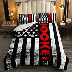Ice Hockey Comforter Set King,Puck Hockey Sport