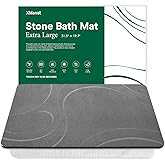 XMarrat Large Stone Bath Mat, Super Absorbent Diatomaceous Earth Bath Mat Large, Quick Drying Non-Slip Diatomite Stone Bath Mats for Bathroom, Easy to Clean (Dark Grey, Extra Large 31.5" x 19.7")